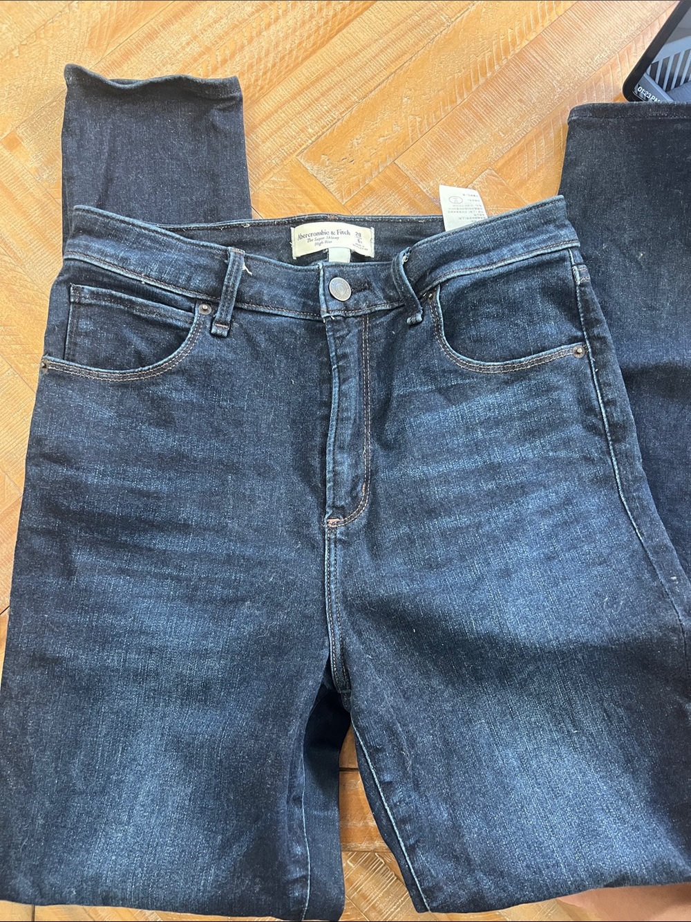 Abercrombie & Fitch High-Rise Super Skinny Jeans in Dark Indigo